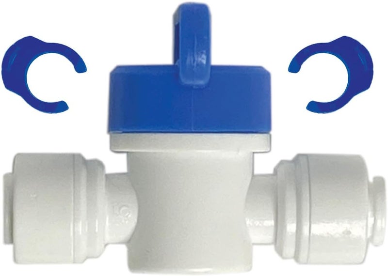 Filtration Warehouse Speed Fit 1/4 or 3/8 Inch Shut Off Valve, Push to Connect Plastic Plumbing Fitting, With Locking Clips, , Compare to PPSV040808WP (3/8" One Pack) - Image 1